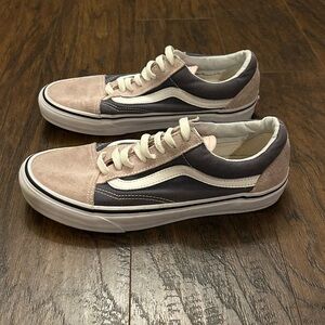 Vans Old Skool Lace-Up Low Top Sneakers Shoes Light Pink Blue Suede Unisex 8/6.5
